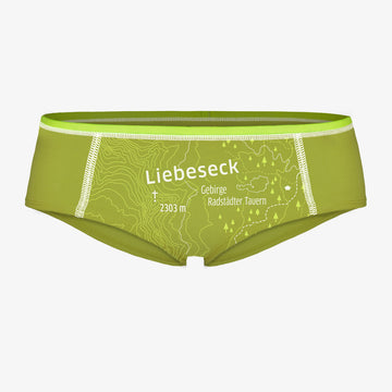 EIN SCHÖNER FLECK ERDE. Unterhose mit Berg. LIEBESECK. Unterwäsche Salzburg. Green fashion. Unterwäsche mit bio Siegel.