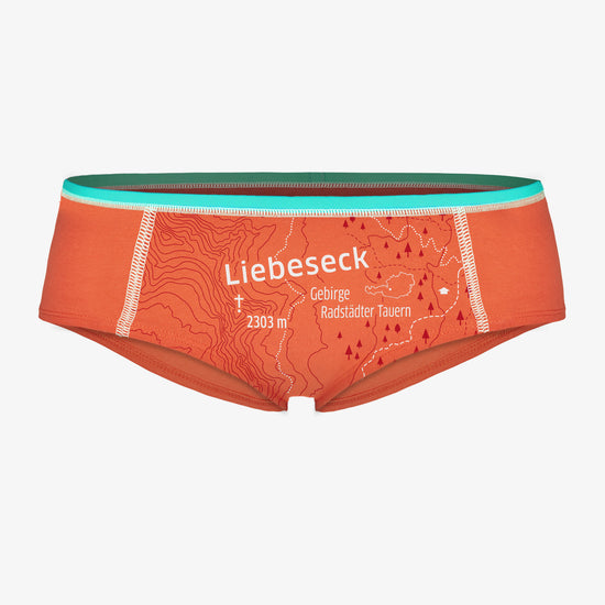 EIN SCHÖNER FLECK ERDE. Unterhose mit Berg. LIEBESECK. Unterwäsche Salzburg. Green fashion. Unterwäsche mit bio Siegel.