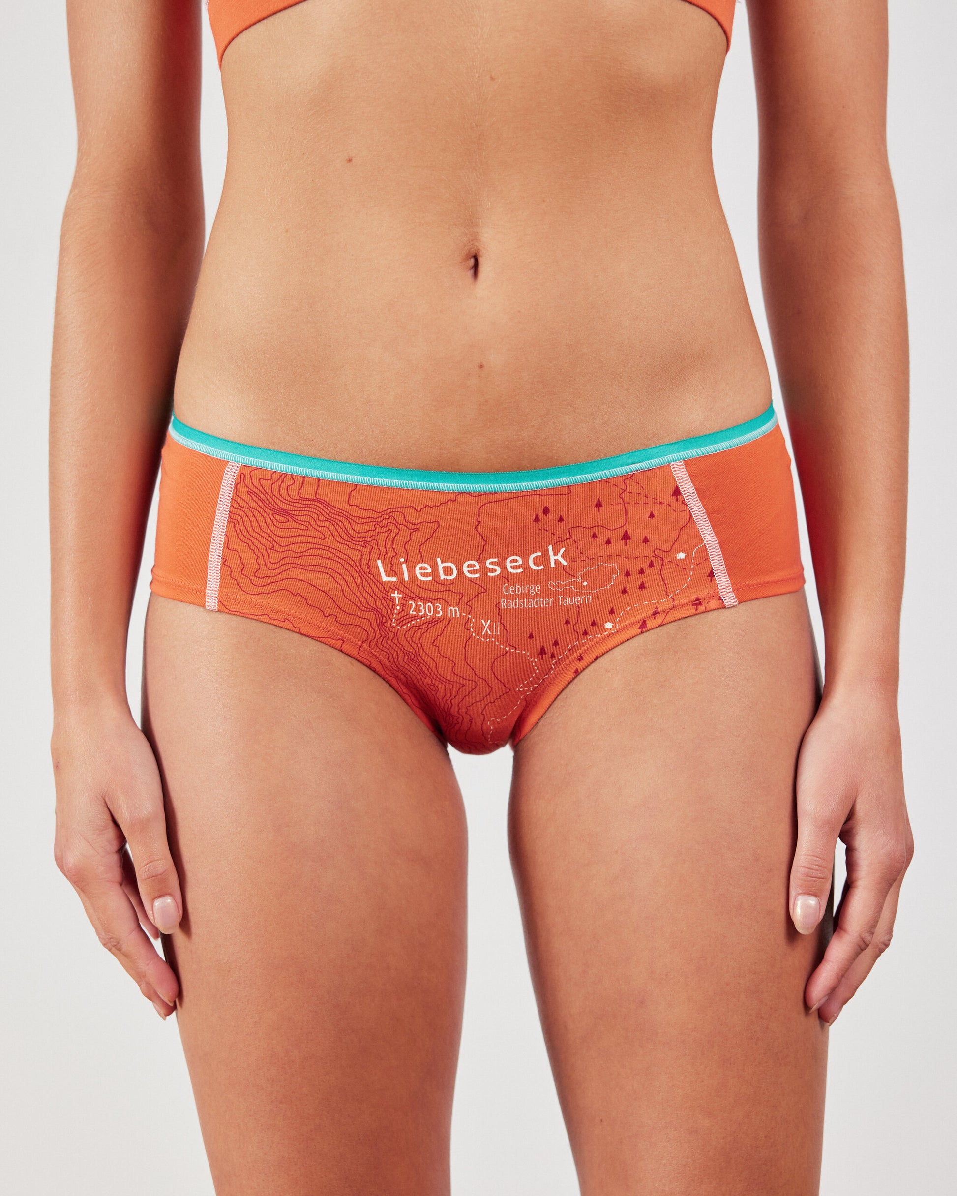 EIN SCHÖNER FLECK ERDE. Unterhose mit Berg. LIEBESECK. Unterwäsche Salzburg. Green fashion. Unterwäsche mit bio Siegel.
