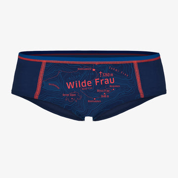 EIN SCHÖNER FLECK ERDE. Unterhose für Berg. Unterwäsche mit Berg-Motiv. Damen-Unterhose aus Bio-Baumwolle. Motiv Wilde Frau.