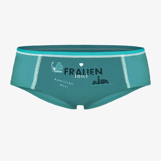 Fraueninsel Chiemsee. Unterhose mit Motiv. Illustration auf Unterwäsche.