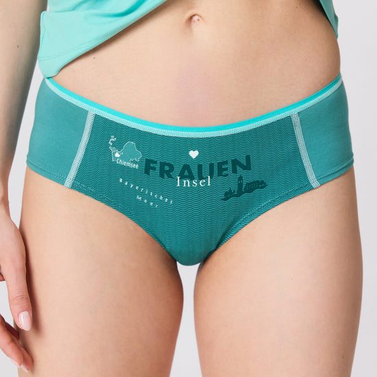 Fraueninsel Chiemsee. Unterhose mit Motiv. Illustration auf Unterwäsche.