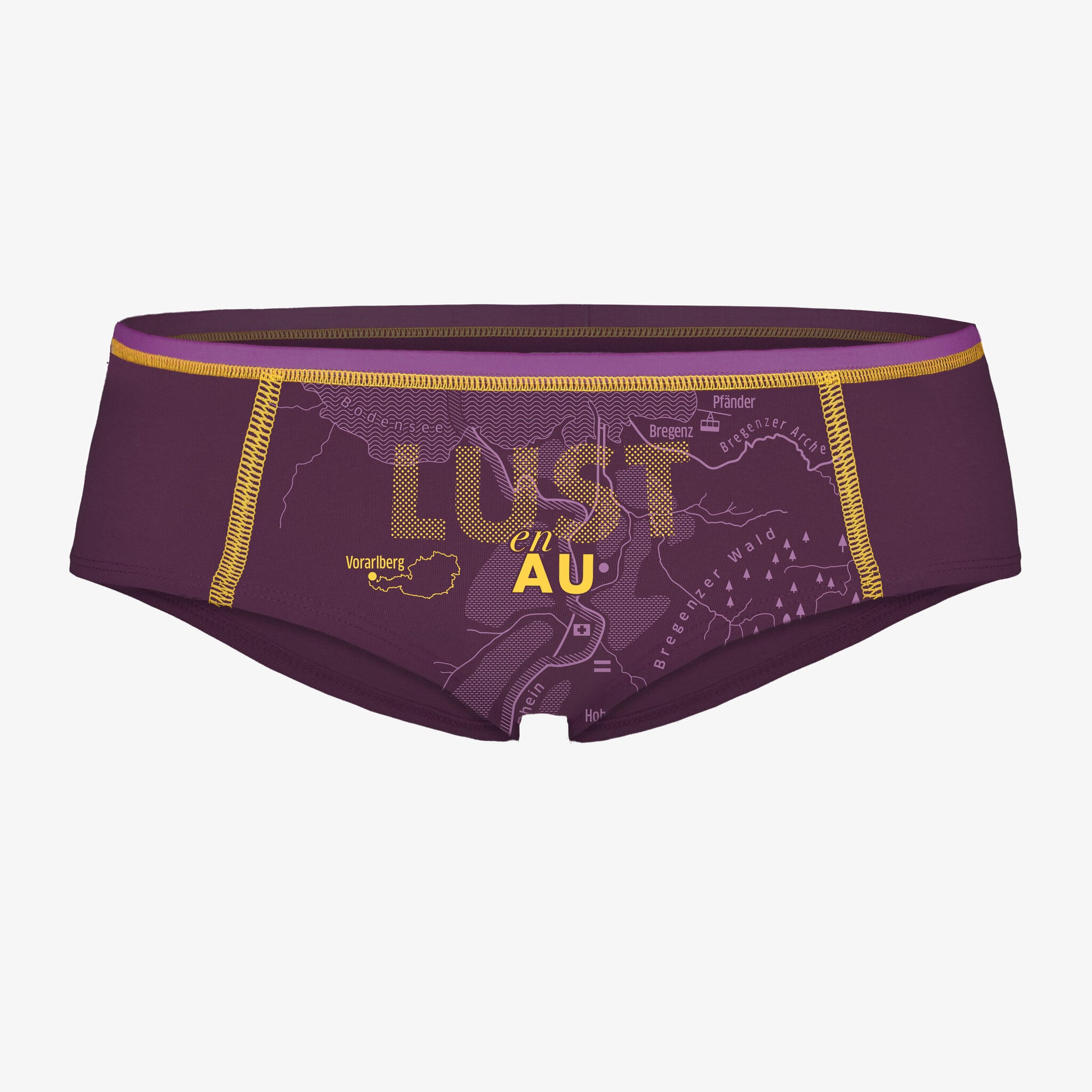 Damenunterhose mit Druck. Motiv Lustenau. Unterhose für Damen lila. 