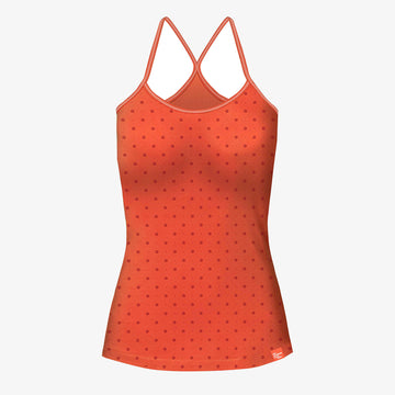 Oranges Damen-Top mit feinem Punktmuster und gekreuzten Trägern