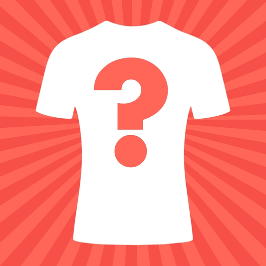 T-Shirt mit Fragezeichen mit rotem Hintergrund