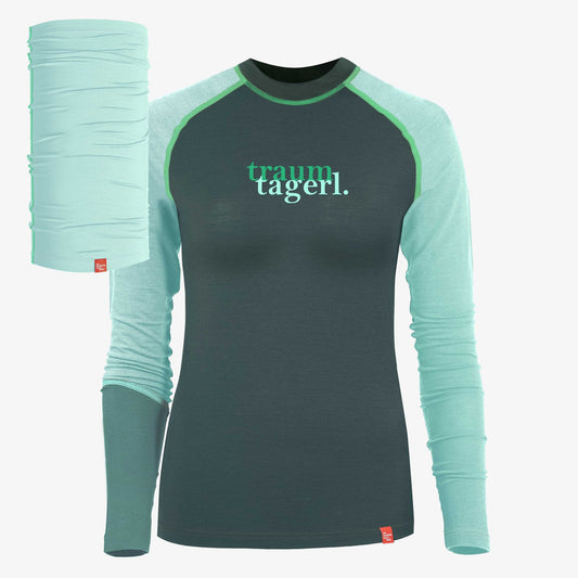 Langarm-Shirt Merino TRAUMTAGERL moorgrün